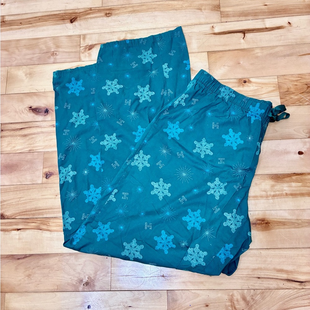 Mens Life Is Good green Snowflake Pajama Bottoms
